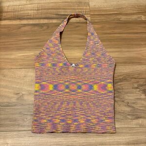Princess Polly Pink, Yellow, Purple Knit Halter Top